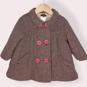 Catimini coat‎ wool blend brown and pink size 18 months